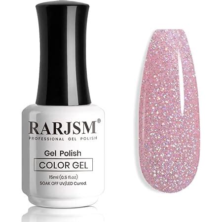 Amazon RARJSM Shimmer Nude Gel Nail Polish Clear Purple Pink Sparkly Iridescent Rainbow