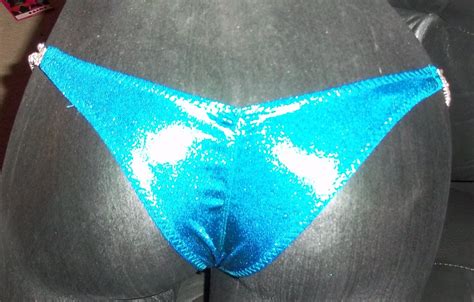 Style Turquoise Metallic Competition Bikini With Rhinestone