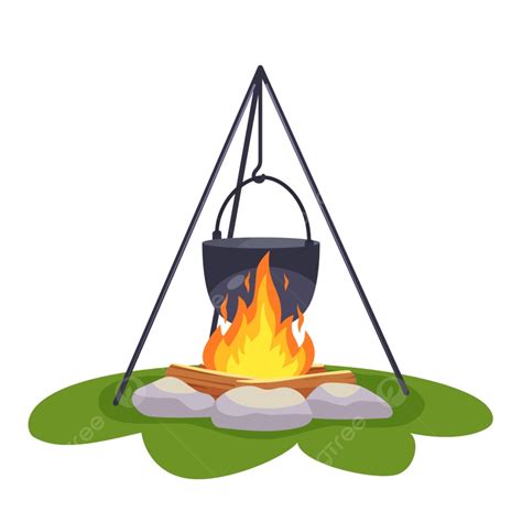 Camping Bonfire Vector Design Images, Camping Pot Over Bonfire, Trip ...