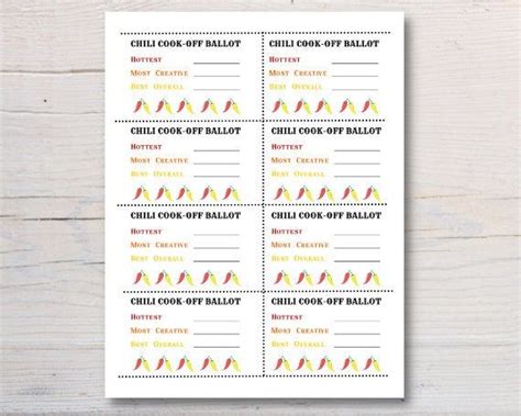 These Printable Chili Cook Off Voting Ballot Cards Are The Perfect Way