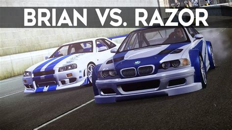 Nfs Most Wanted Nissan Skyline R Brian Vs Bmw M Gtr Razor