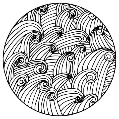 Premium Vector Doodle Surreal Fantasy Circle With Waves Coloring Page