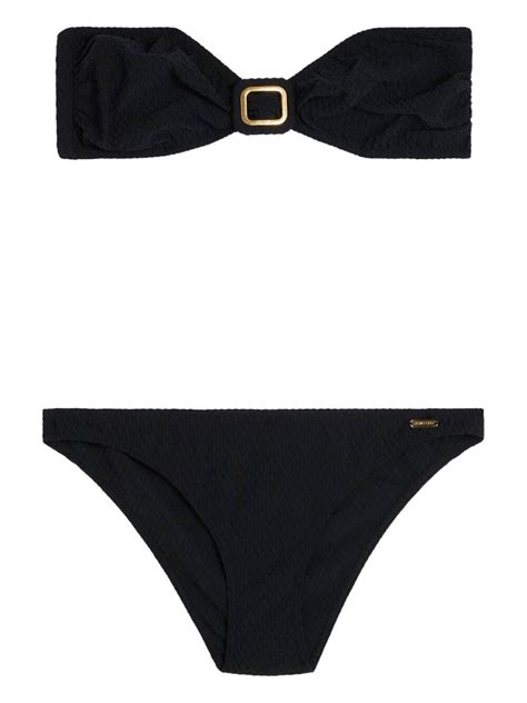 Tom Ford Textured Bandeau Bikini Set Black Editorialist