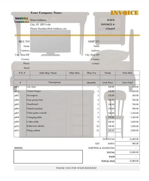 Purchase Invoice Template 13free Word Pdf Format Download