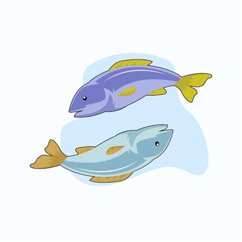 Ilustra O Vetorial De Desenho Animado De Dois Peixes Peixes Em Estilo