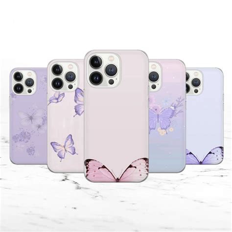 Purple Butterfly Phone Case Butterfly Cover For Iphone 14 13 12 Pro 11 Xr 8 7 Samsung S23 S22