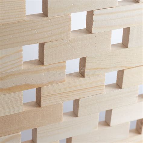 Close Up Of A Wooden Jenga Block Fall Prevention Stock Image Image