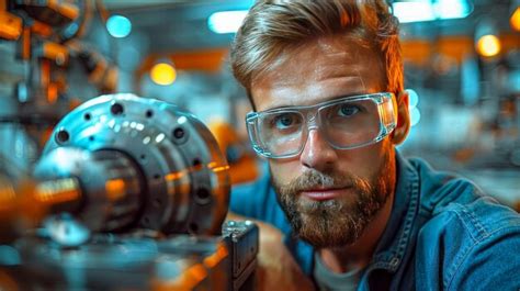 Premium Photo Portrait Of A Male Worker Turner At A Factory Working