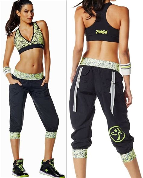 Zumba 2 Piece Set Cargo Capri Capris Pants V Sports Racerback Bra