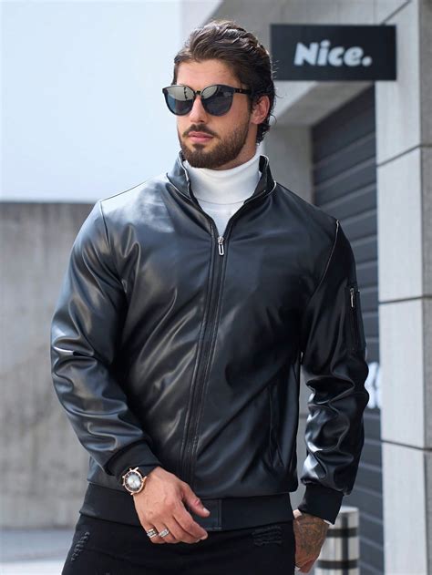 Manfinity Legnd Men Zip Up Pu Leather Jacket Shein Usa