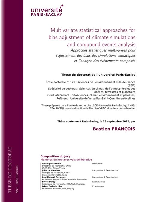 PDF Multivariate Statistical Approaches For Bias Adjustment Of