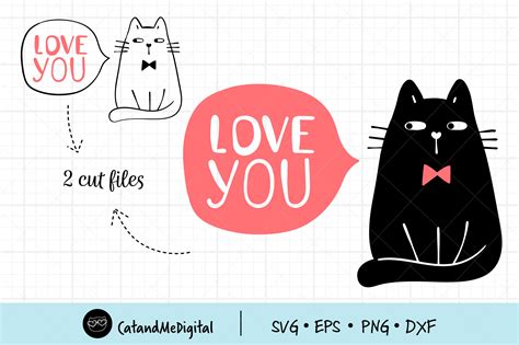 Black Cat With Love Graphic By Catandme · Creative Fabrica