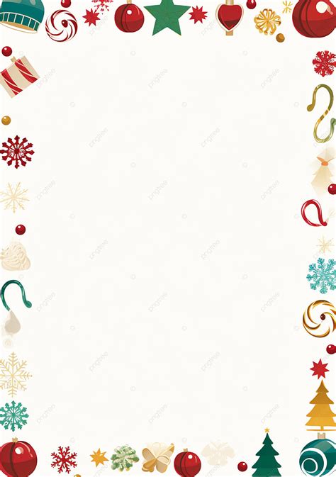 Colorful Christmas Illustration A4 Stationary Page Border Background