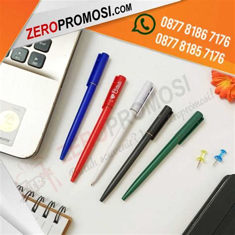 Jual Souvenir Pulpen Hotel Plastik Putar Custom Logo Promosi