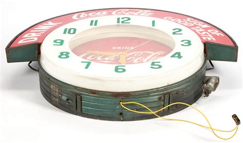 Lot Coca Cola Neon Advertising Clock Sign Case Auctions