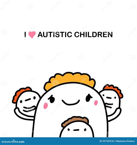 I Love Autistic Children Hand Drawn Vector Illustration in Cartoon