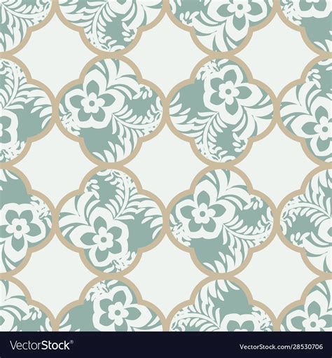 Geometric Quatrefoil Pattern With Botanical Motifs