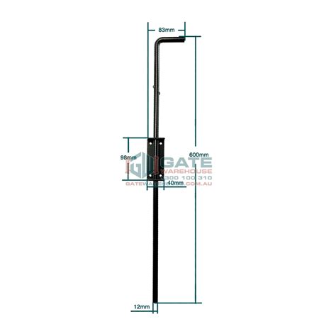 600mm Heavy Duty Steel Drop Bolt (Black) - Gate Warehouse - Aluminium ...