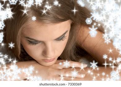 Lovely Naked Blond Bed Snowflakes Stock Photo Shutterstock