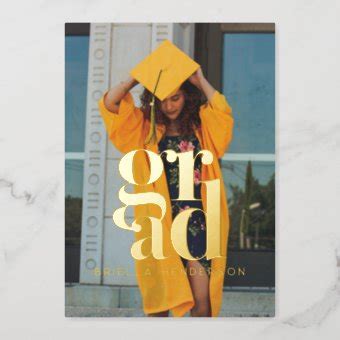 Modern and Elegant Photo Graduation Party Foil Invitation | Zazzle