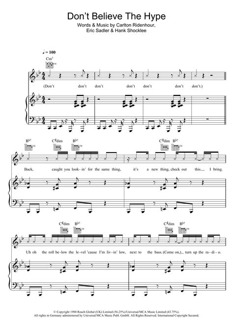 Download Don't Believe The Hype - Public Enemy | Piano, Vocal & Guitar