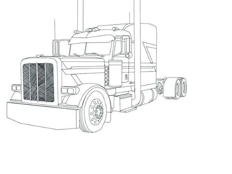 Semi Truck Line Art