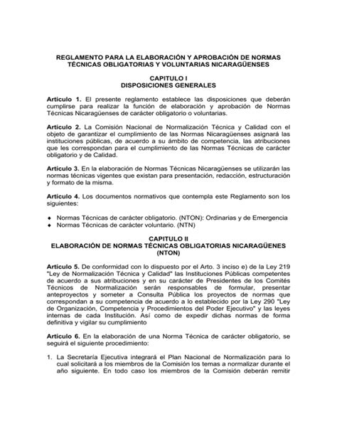 Reglamento Para La Elaboración Y Aprobación De Normas