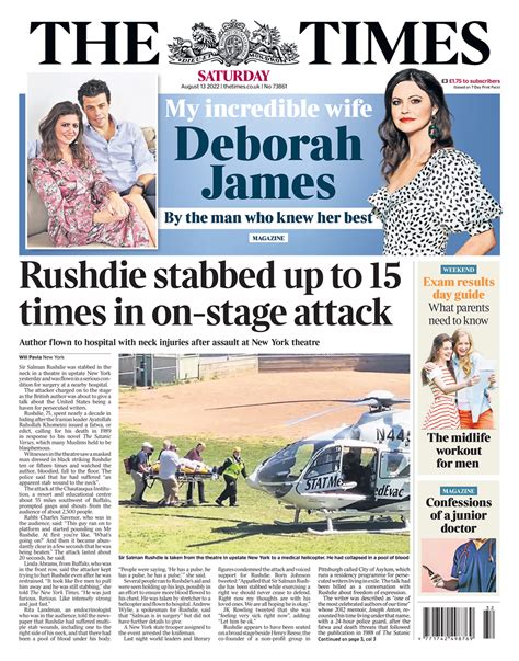 Times Front Page 13th Of August 2022 Tomorrows Papers Today