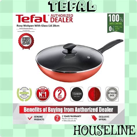 7 7 SALES Tefal Rosy 28cm Non Stick Wokpan Glass Lid Deep Wok