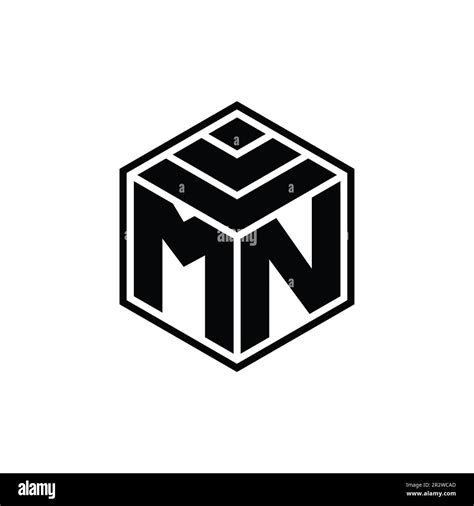 Mn Logo Monogram With Hexagon Geometric Shape Isolated Outline Design