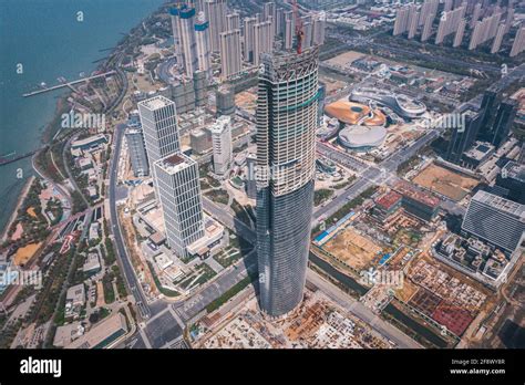 Aerial photography of Taihu New City skyline in Suzhou Bay Stock Photo ...