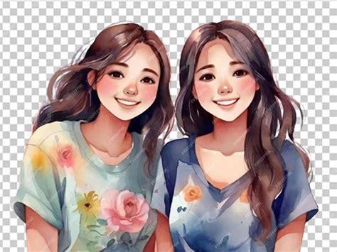 Premium PSD | Drawing of two friends