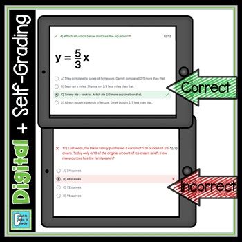Proportional Relationships with Fractions Quiz | Print and Digital Versions