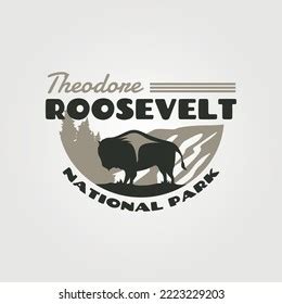 Theodore Roosevelt Vintage Logo Silhouette Bison Stock Vector (Royalty ...