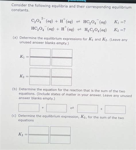 Solved Consider The Following Equilibria And Their Chegg