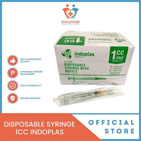 Disposable Syringe 5cc 3cc 1cc 100pcs 1 Box Indoplas Cardinal