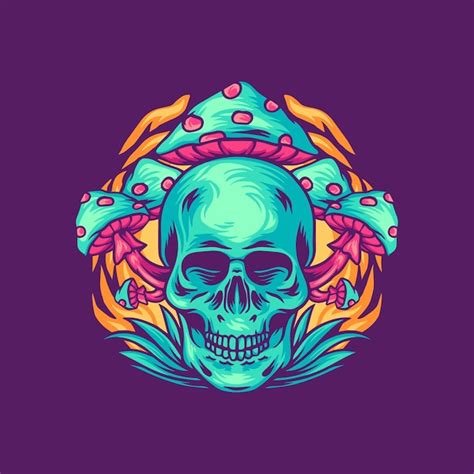 Premium Vector Magic Mushrooms Skull Illustration