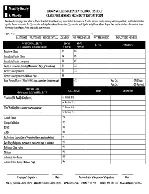 Fillable Online Bisd Monthly Hourly Fax Email Print Pdffiller