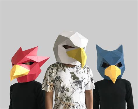 COMBO 11 Paper Mask Template Paper Mask, Papercraft Mask, Masks, 3d Mask, Low Poly Mask, 3d ...