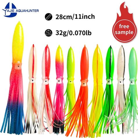 Squid Lures Octopus Skirt Rubber Squid Trolling Lure PVC Luminous Soft