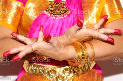 Female Hands Of Professional Indian Dancer Demonstrates Dance Mudra Of