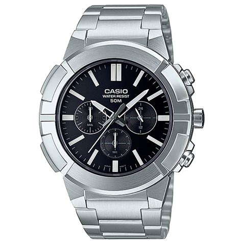 Casio MTP E500D 1AVDF Men S Stainless Steel Black Dial Medium Watch