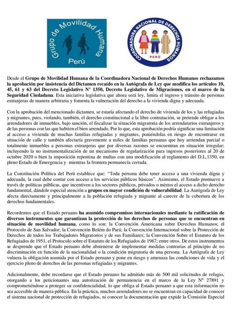 Movilidad Humana Perú on Twitter Desde el Grupo de Movilidad Humana