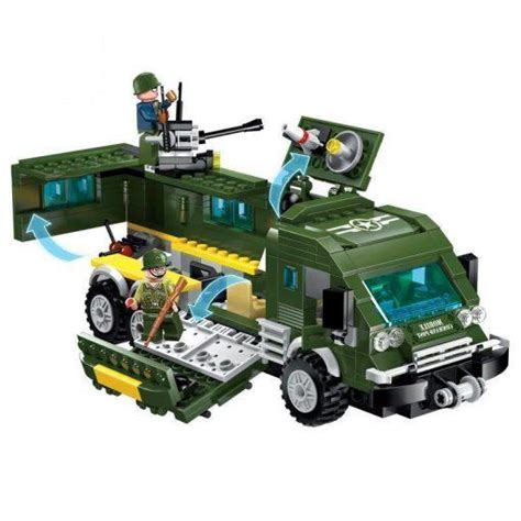 Military Truck Playset With Plane Bike And Dog 231 Pieces Brickarmytoys