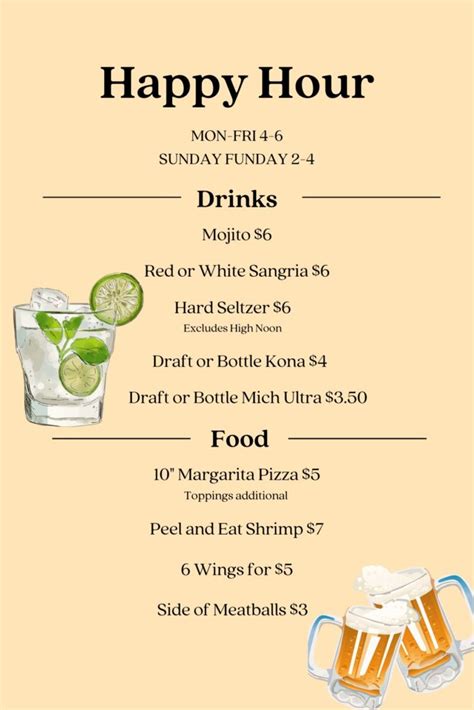 Happy Hour Menu Basta Pasta