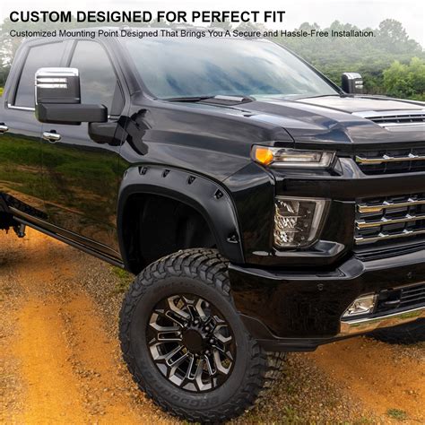 2020 2021 Chevy Silverado 2500hd Pocket Style Fender Flares Smooth Black