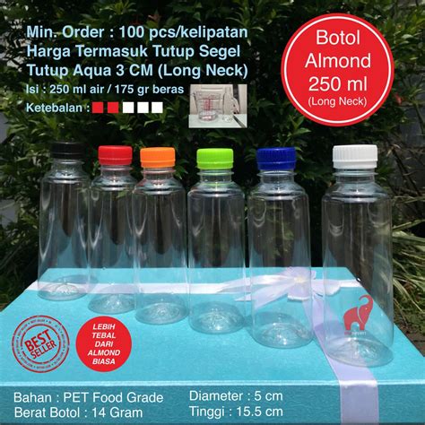 Jual Botol Almond 250 Ml TEBAL Botol Plastik 250ml Botol Susu Long Neck