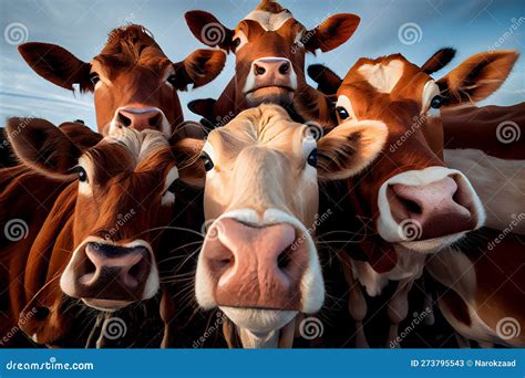 Herd of Cows in the Field at Sunset, Close-up. AI Generative Stock Illustration - Illustration ...