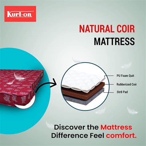 Kurl On Mattress Single Bed Natural Coir 5 Inch Bed Single Size