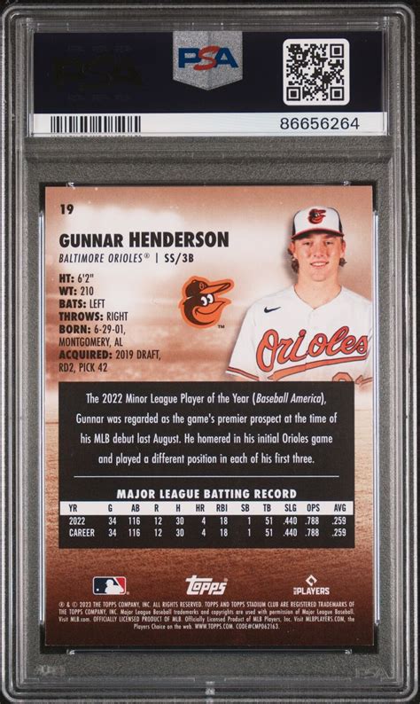 2023 Topps Stadium Club Chrome 19 Gunnar Henderson Rc For Sale